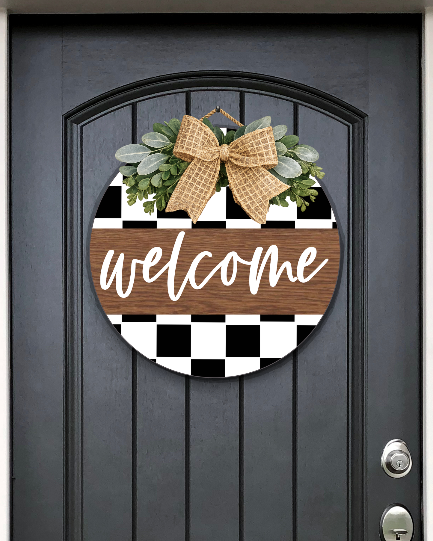 Welcome Checkered Door Hanger