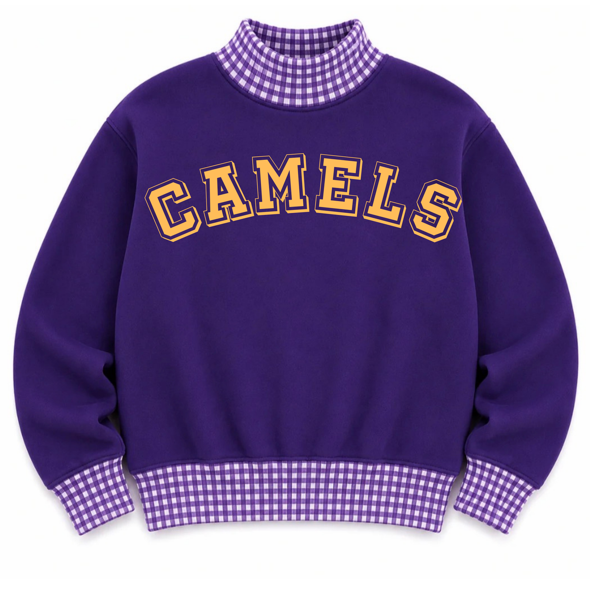 Camels Gingham Purple Mock Neck- Preorder