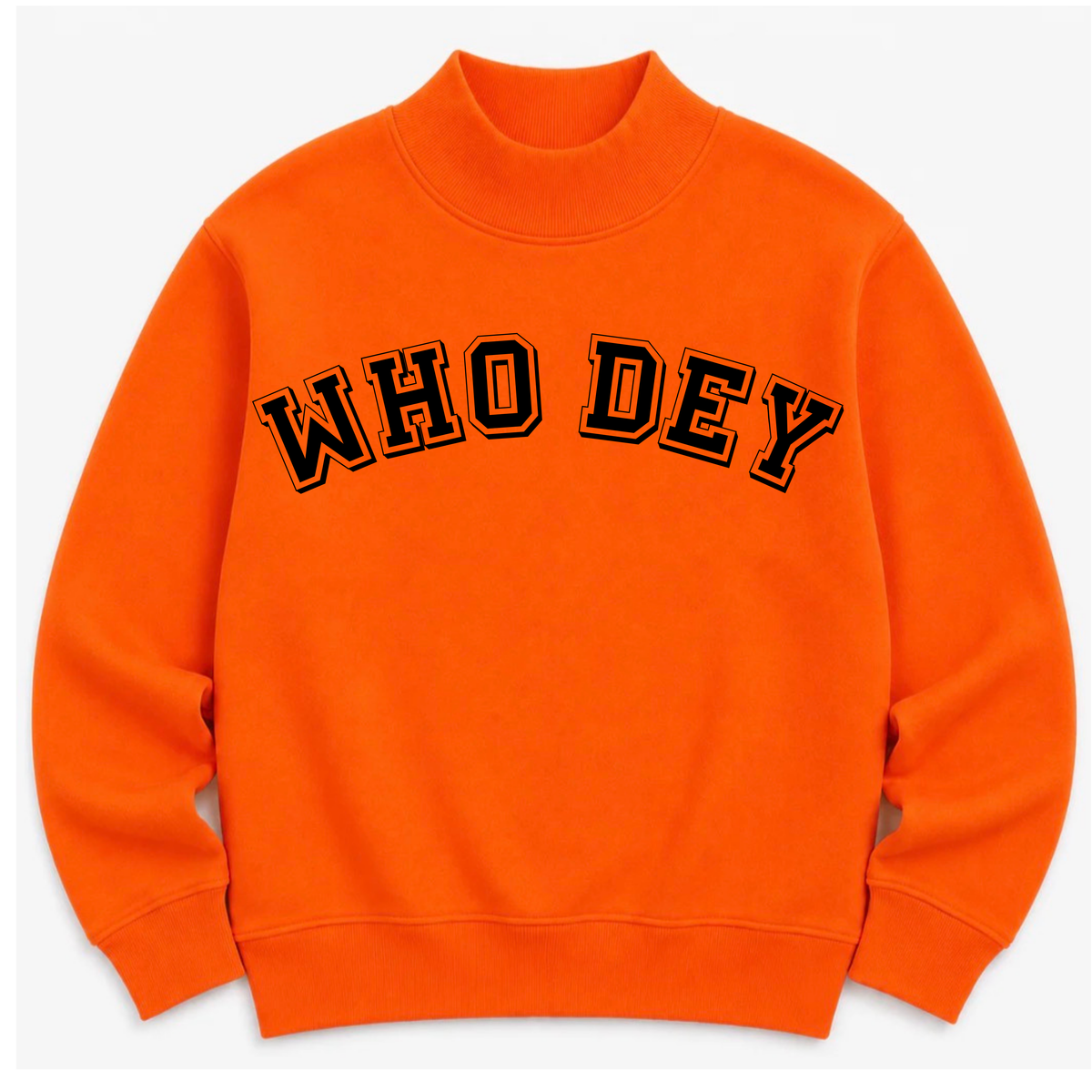 Who Dey Orange Solid Mock Neck- Preorder