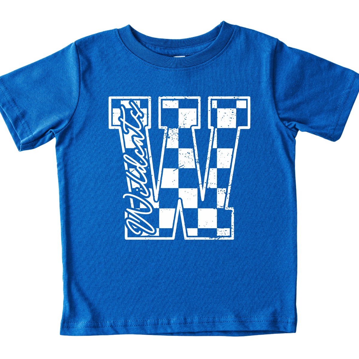 Checkered W Wildcats- Royal