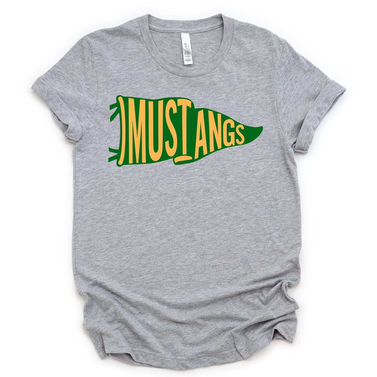 Mustangs Pennant- Green/Gold Letters