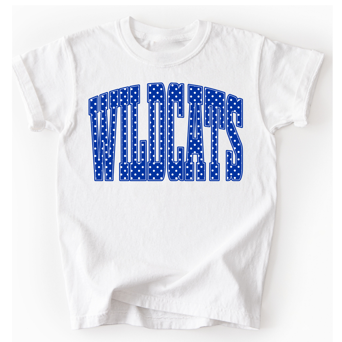 Wildcats Blue Polka Dot- White