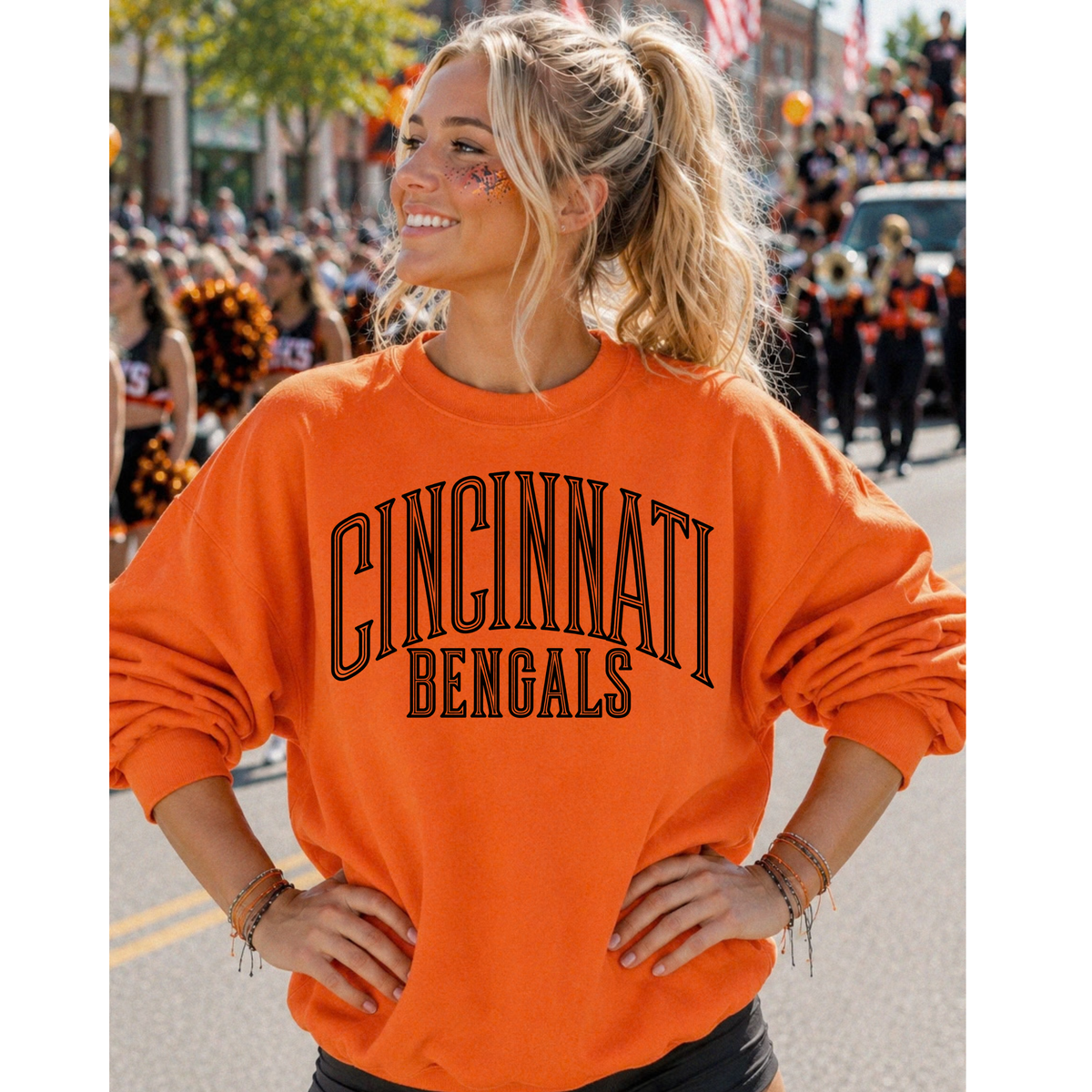 Cincinnati Arched Distressed- Orange