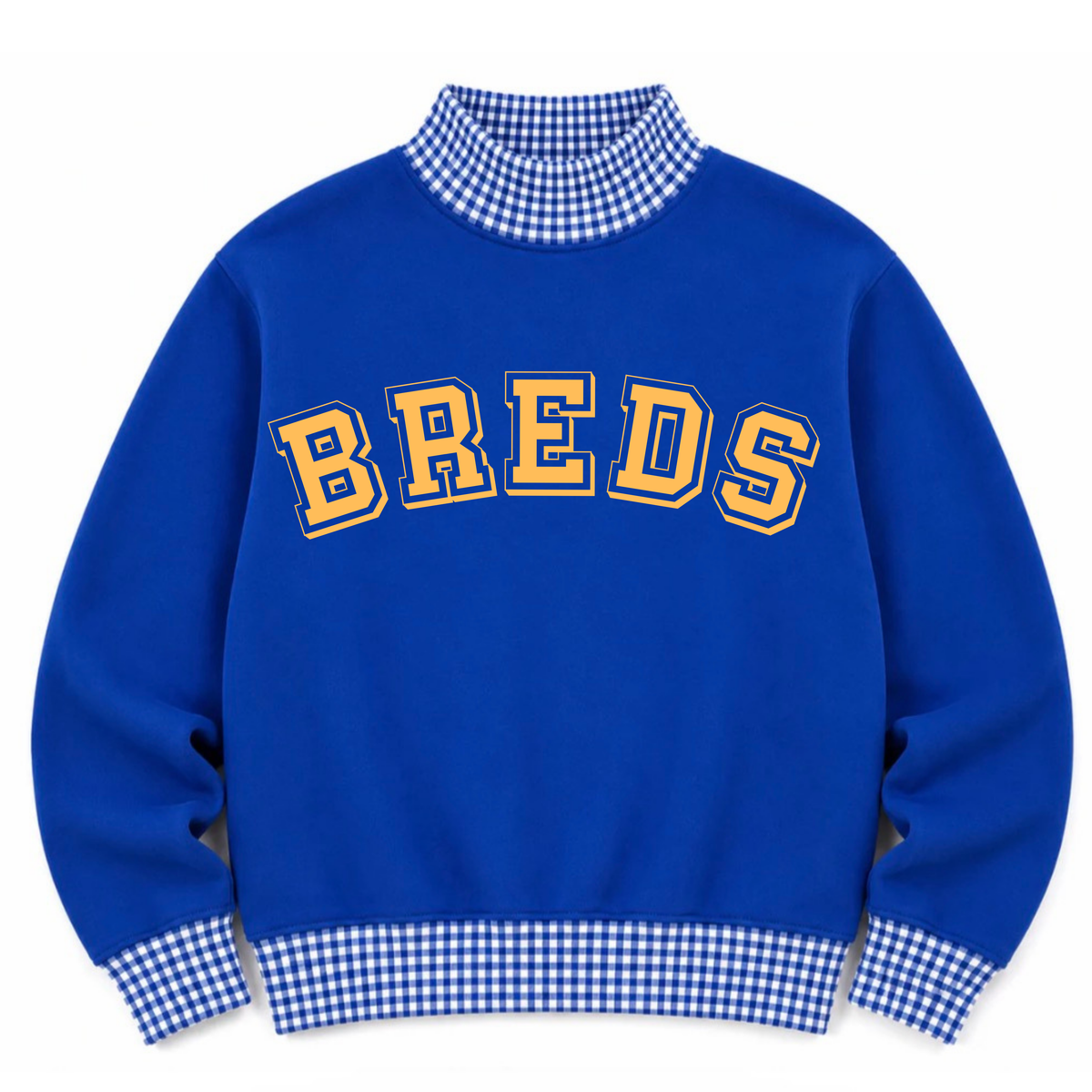 Breds Gingham Blue Mock Neck- Preorder