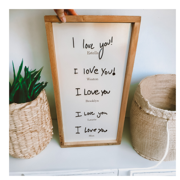 I love you handwritten sign