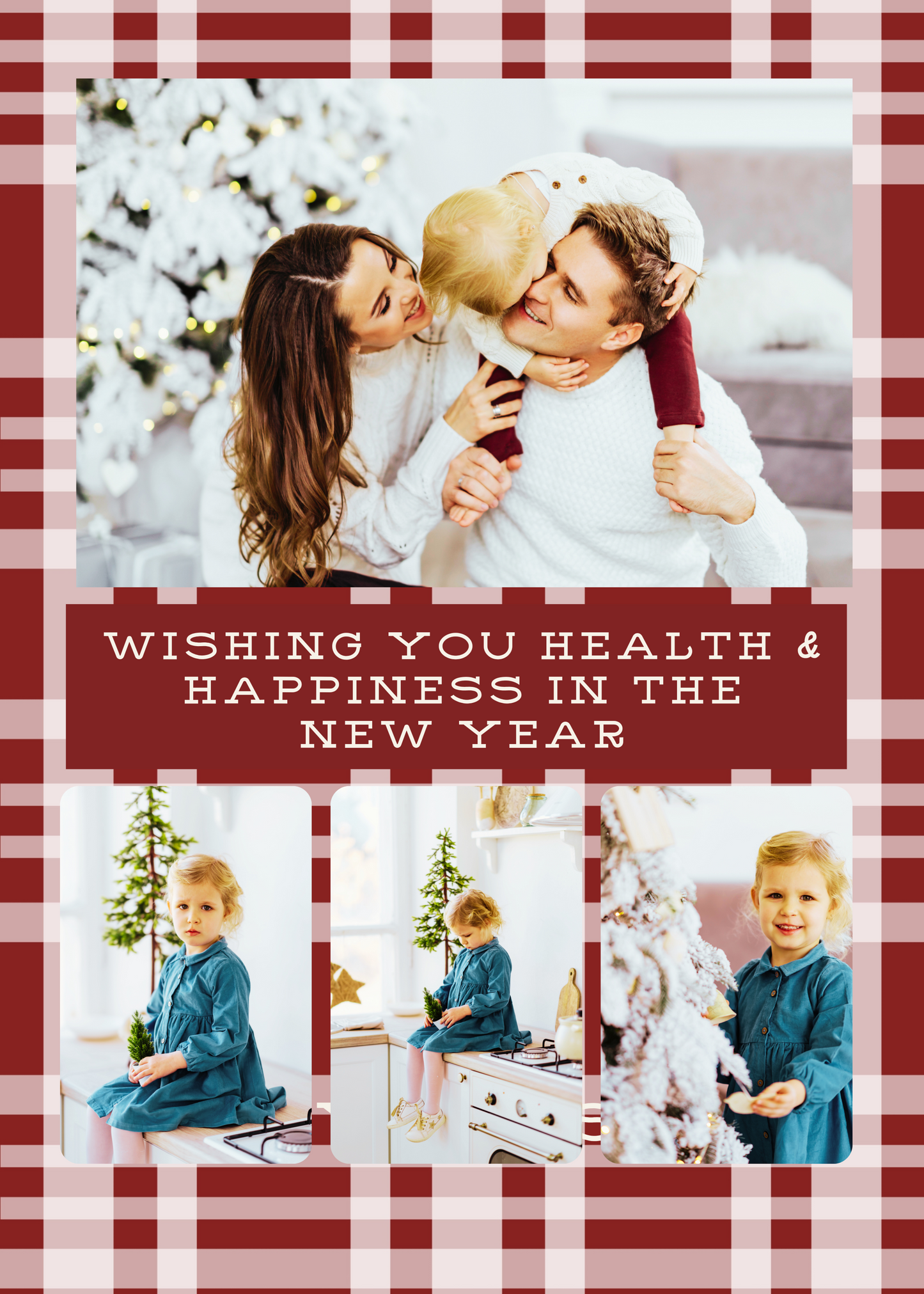 Red Plaid with Bow Christmas Card