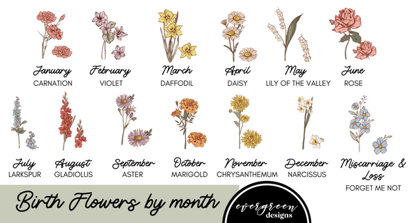 Birth Flower T-shirt with names