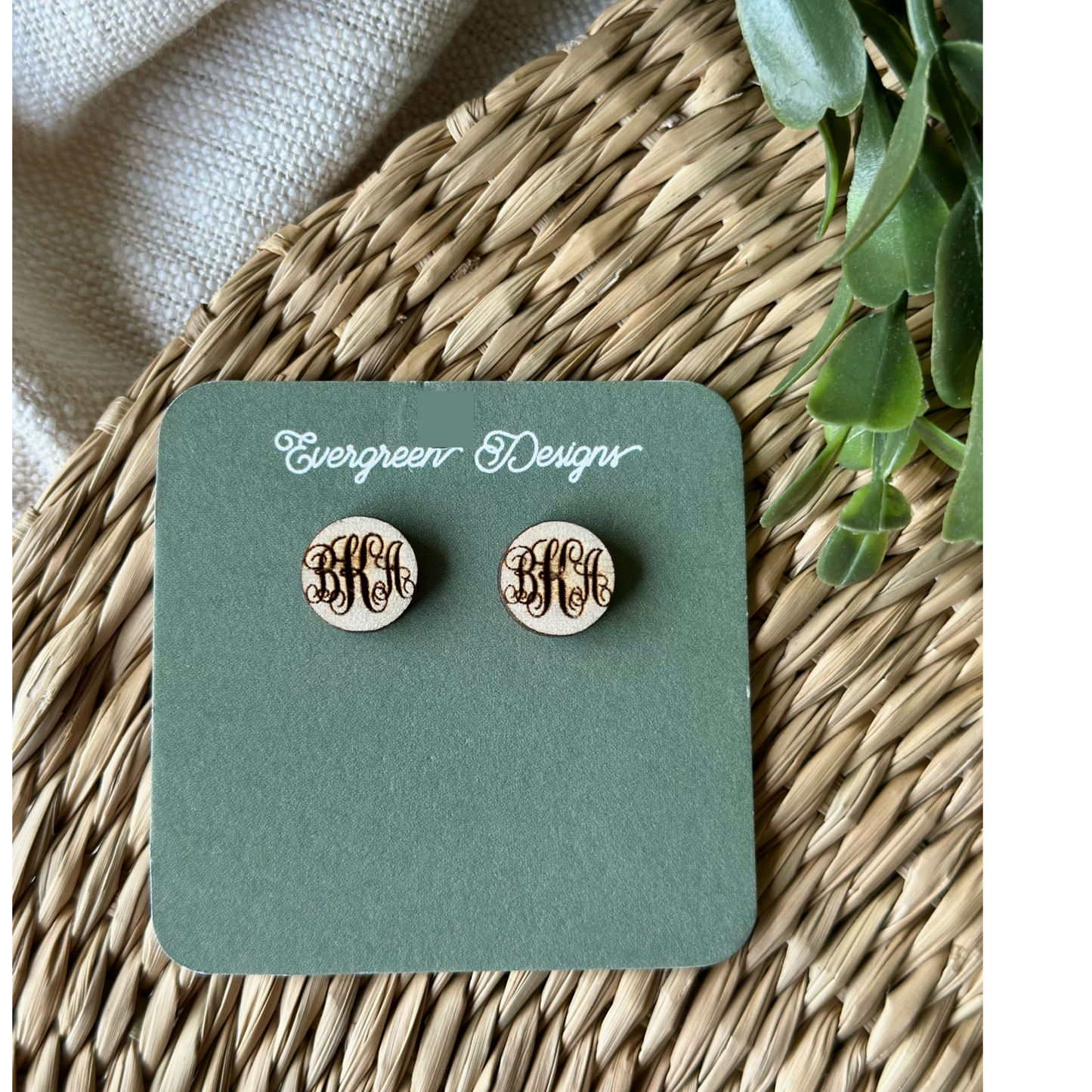 Vine Monogram Studs