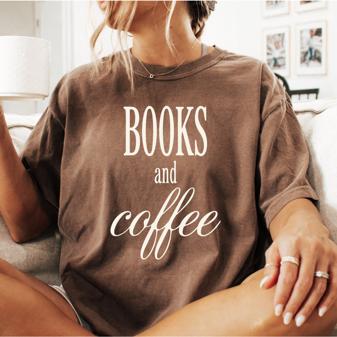 Books & Coffee T-shirt or Crewneck