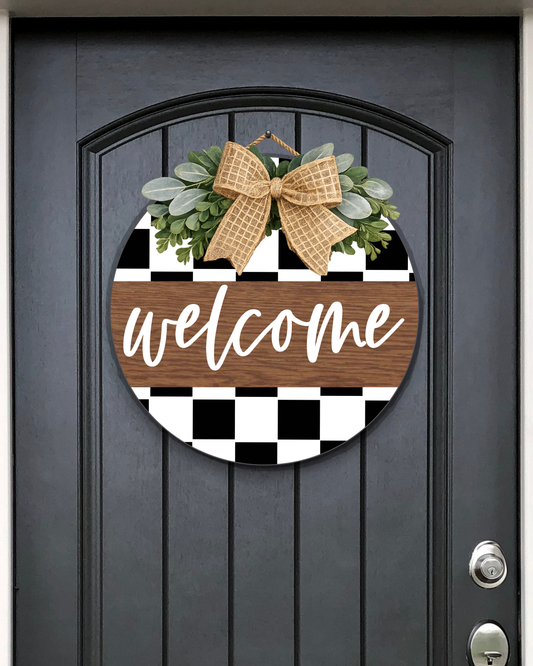 Welcome Checkered Door Hanger
