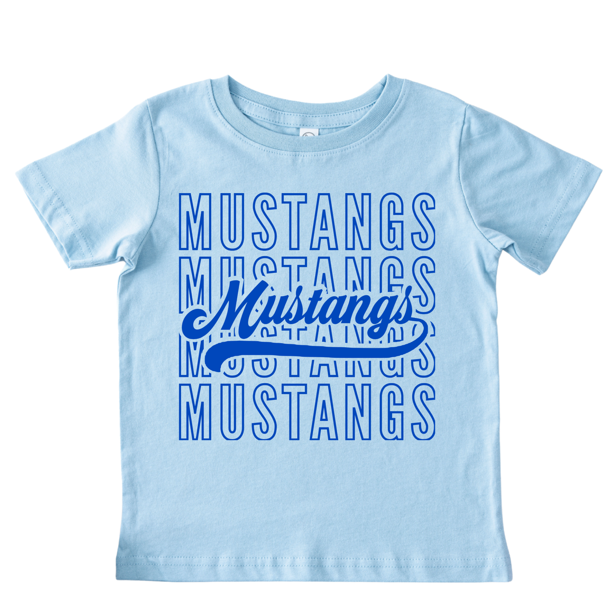 Mustangs Stacked- Lt Blue
