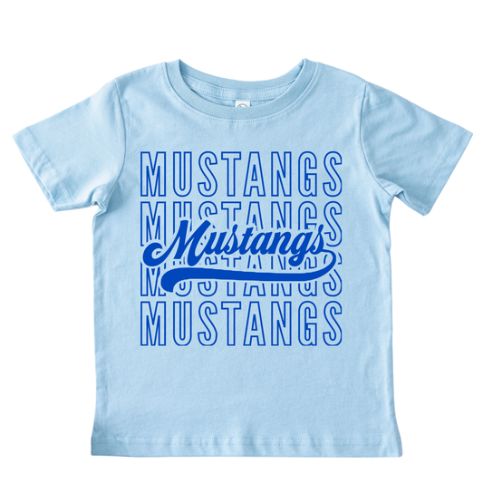 Mustangs Stacked- Lt Blue