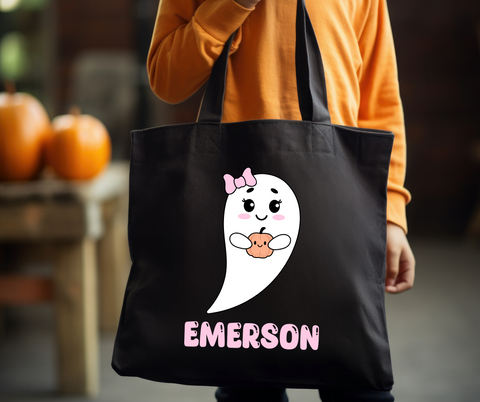 Bow Ghost Trick-or-Treat Bag