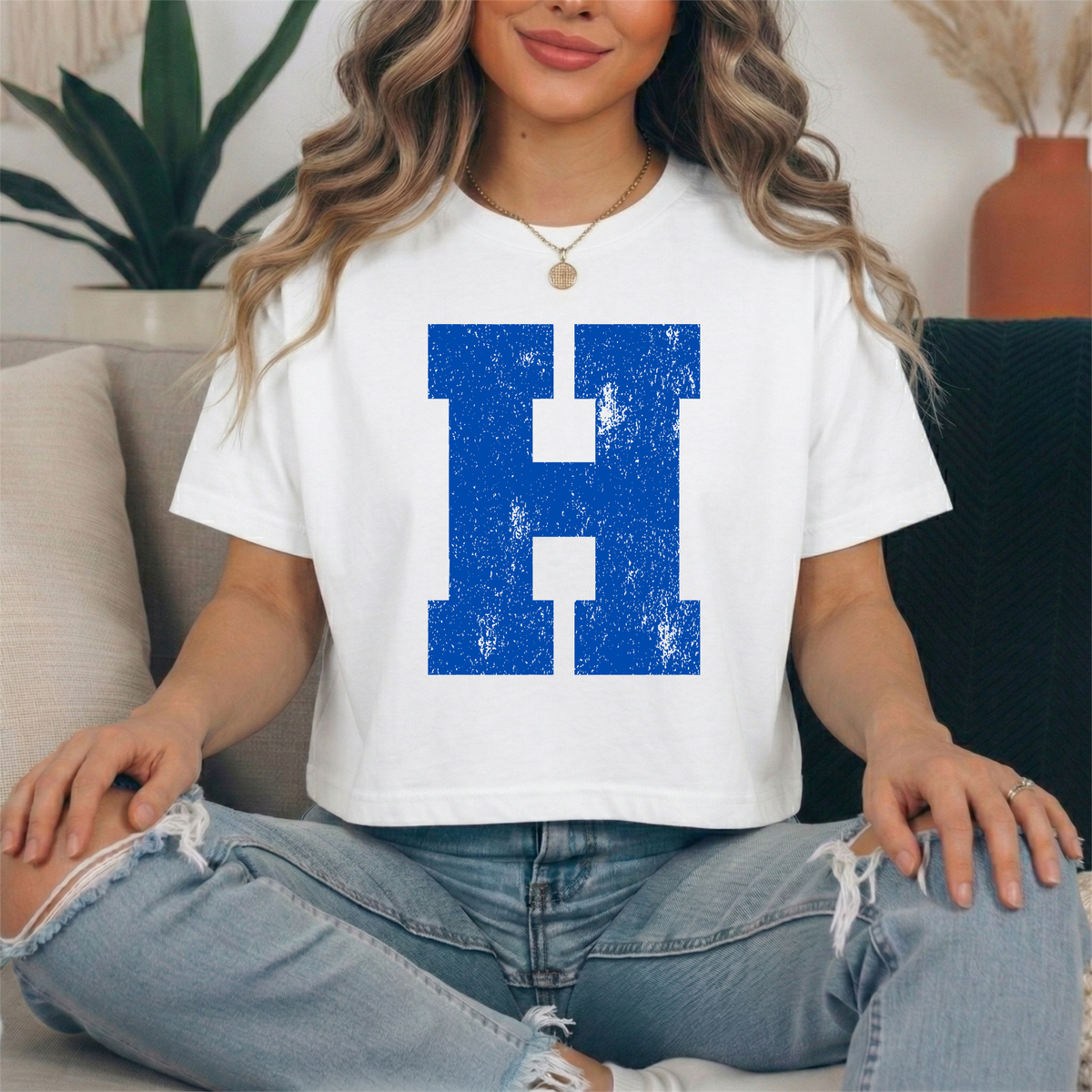H Royal Distressed Comfort Colors Boxy Tee