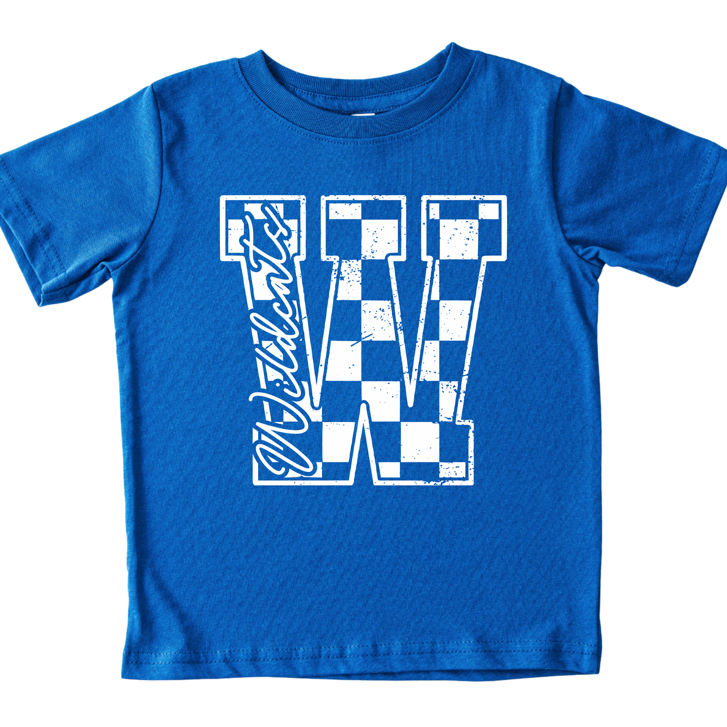 Checkered W Wildcats- Royal