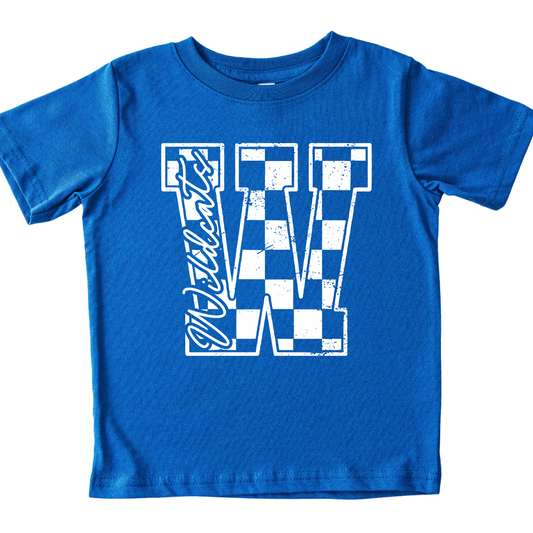 Checkered W Wildcats- Royal