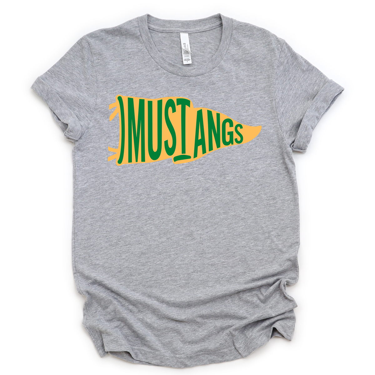 Mustangs Pennant- Gold/Green Letters