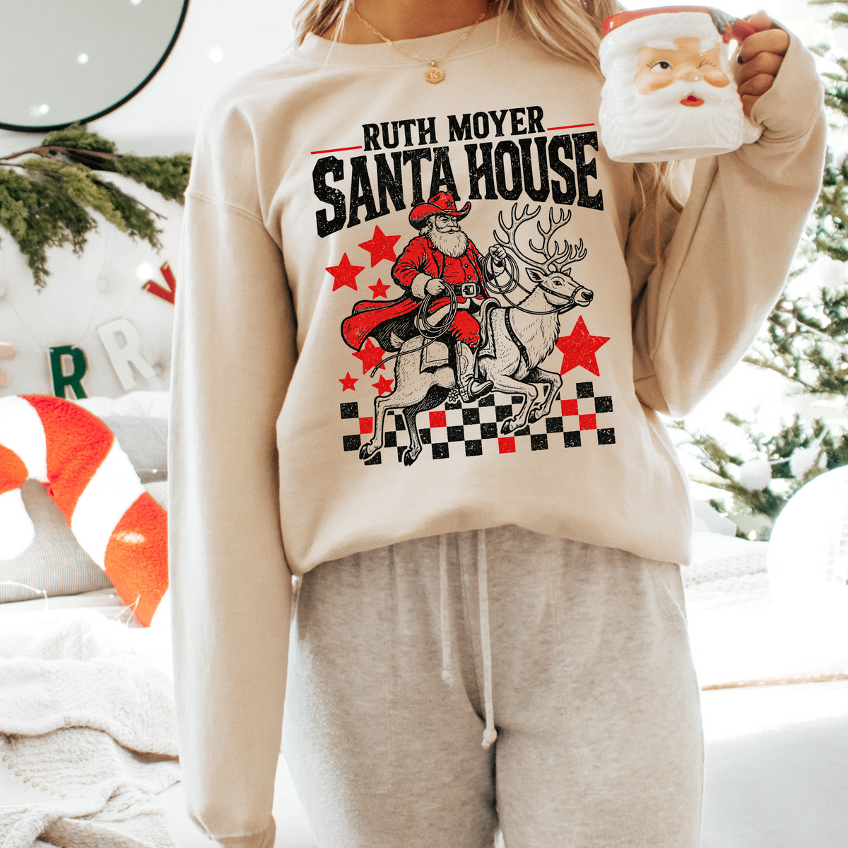 Santa House- Rodeo Santa Crew Sweatshirt