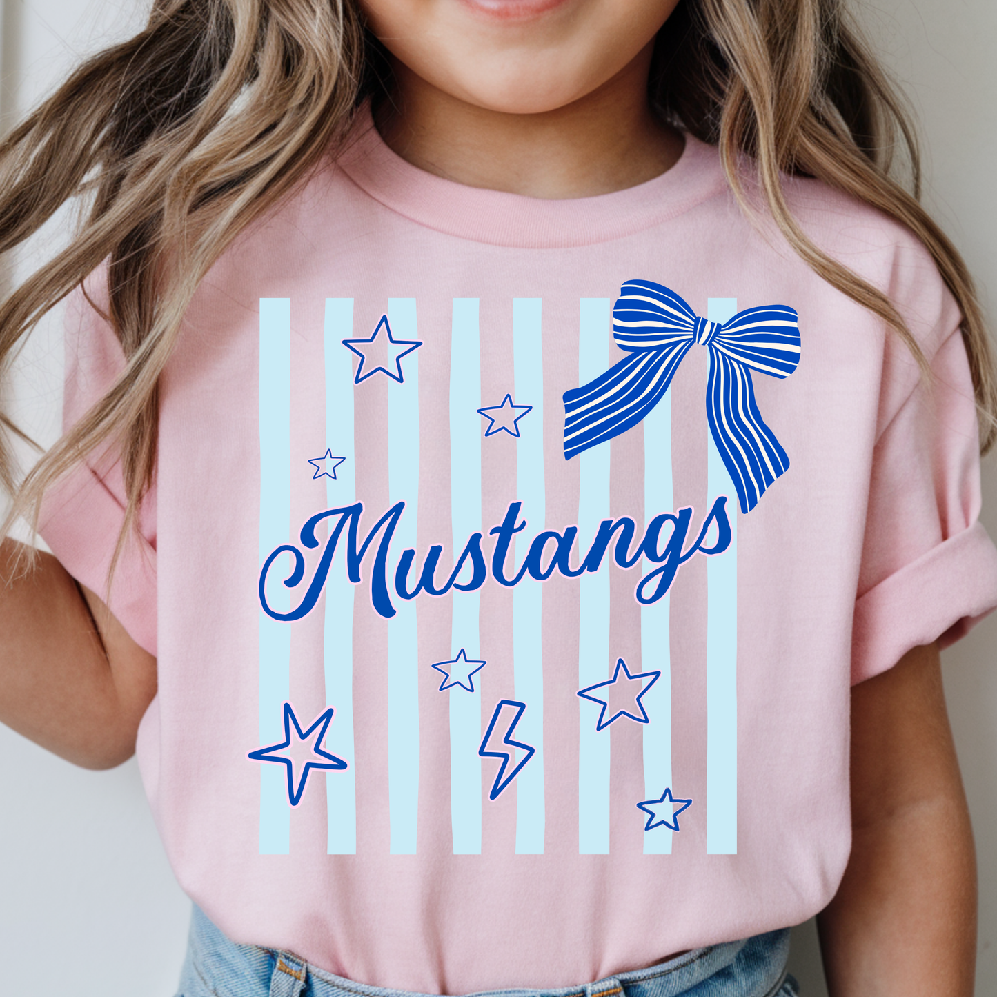 Mustangs Striped Bow