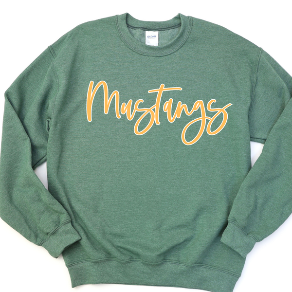 Mustangs Cursive Gold