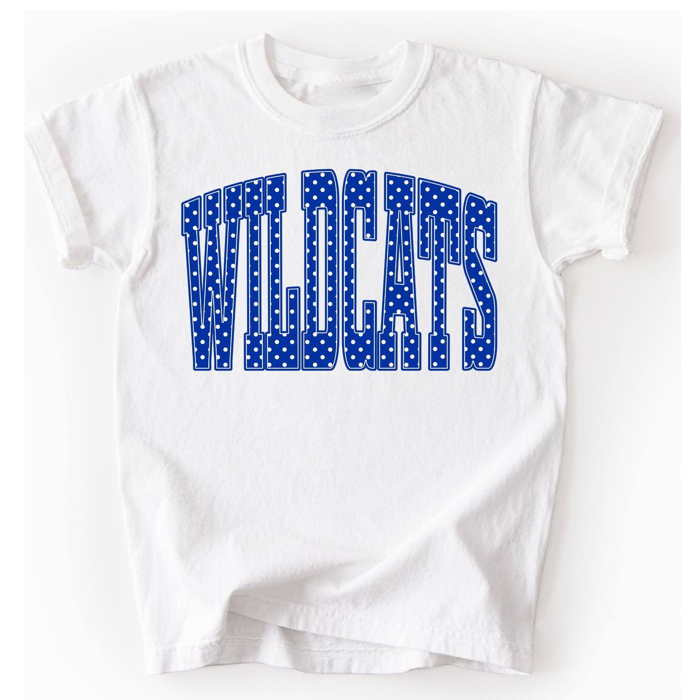 Wildcats Blue Polka Dot- White