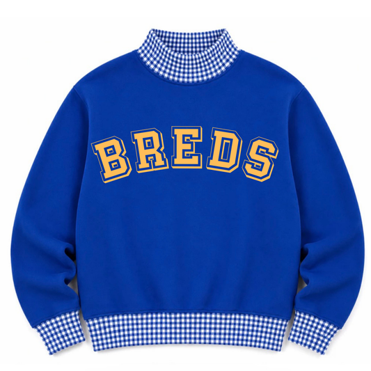 Breds Gingham Blue Mock Neck- Preorder