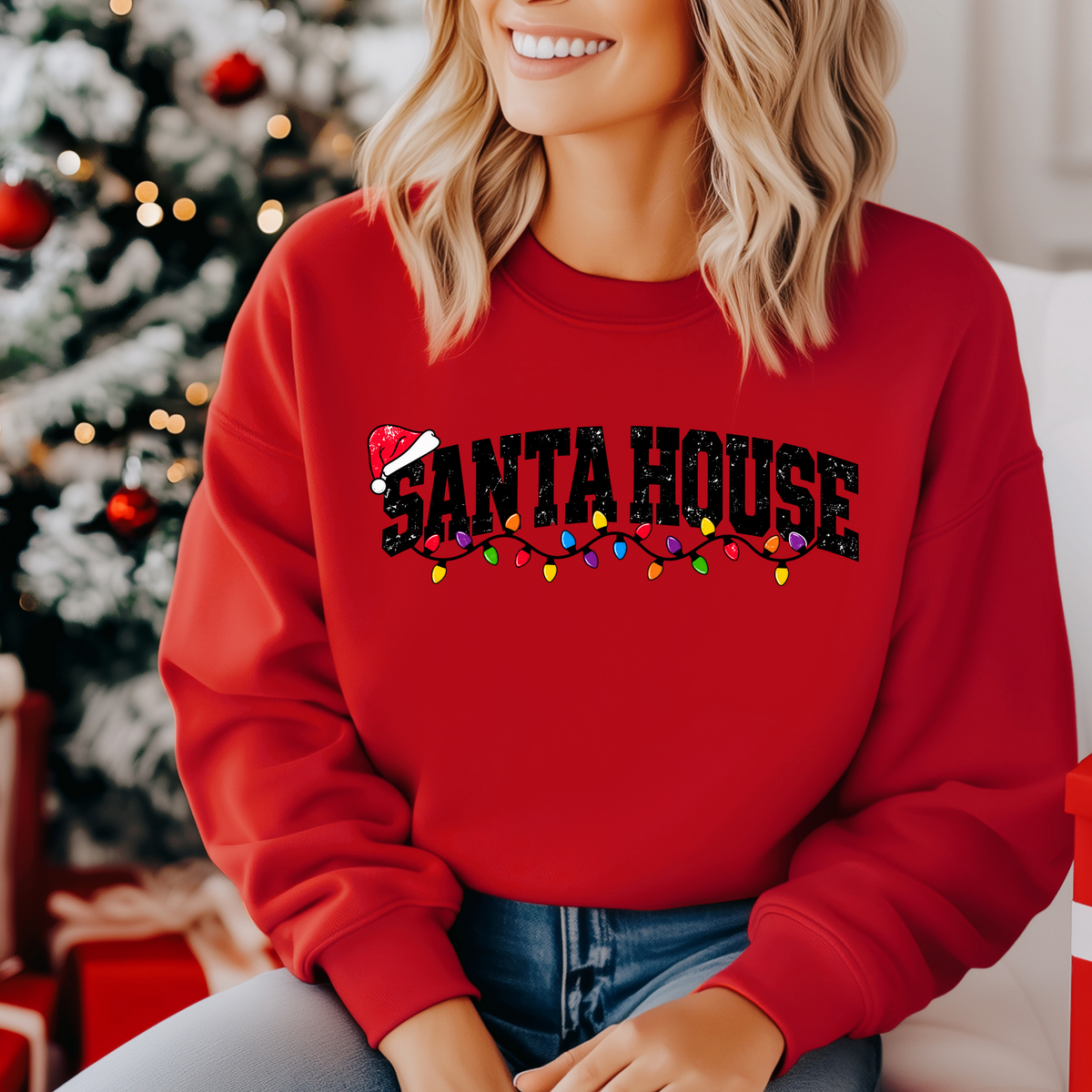 Santa House- Arched Lights Crew Sweatshirt