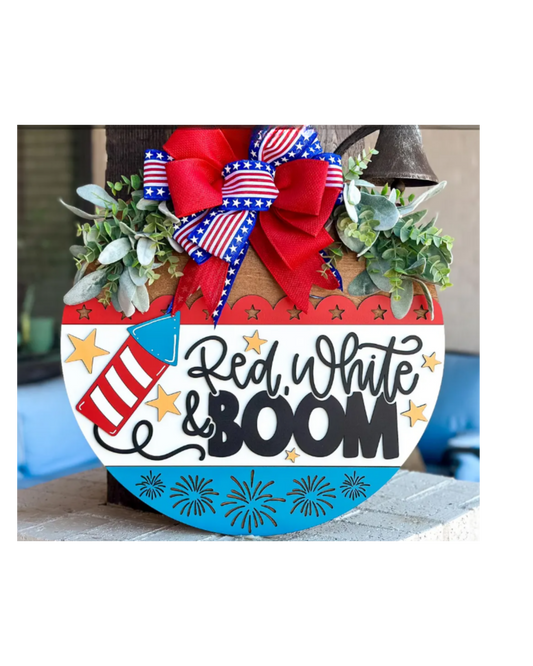 Red, White & Boom Door Hanger