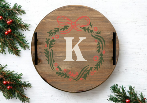 St. Mary's- Initial Round Wreath Tray