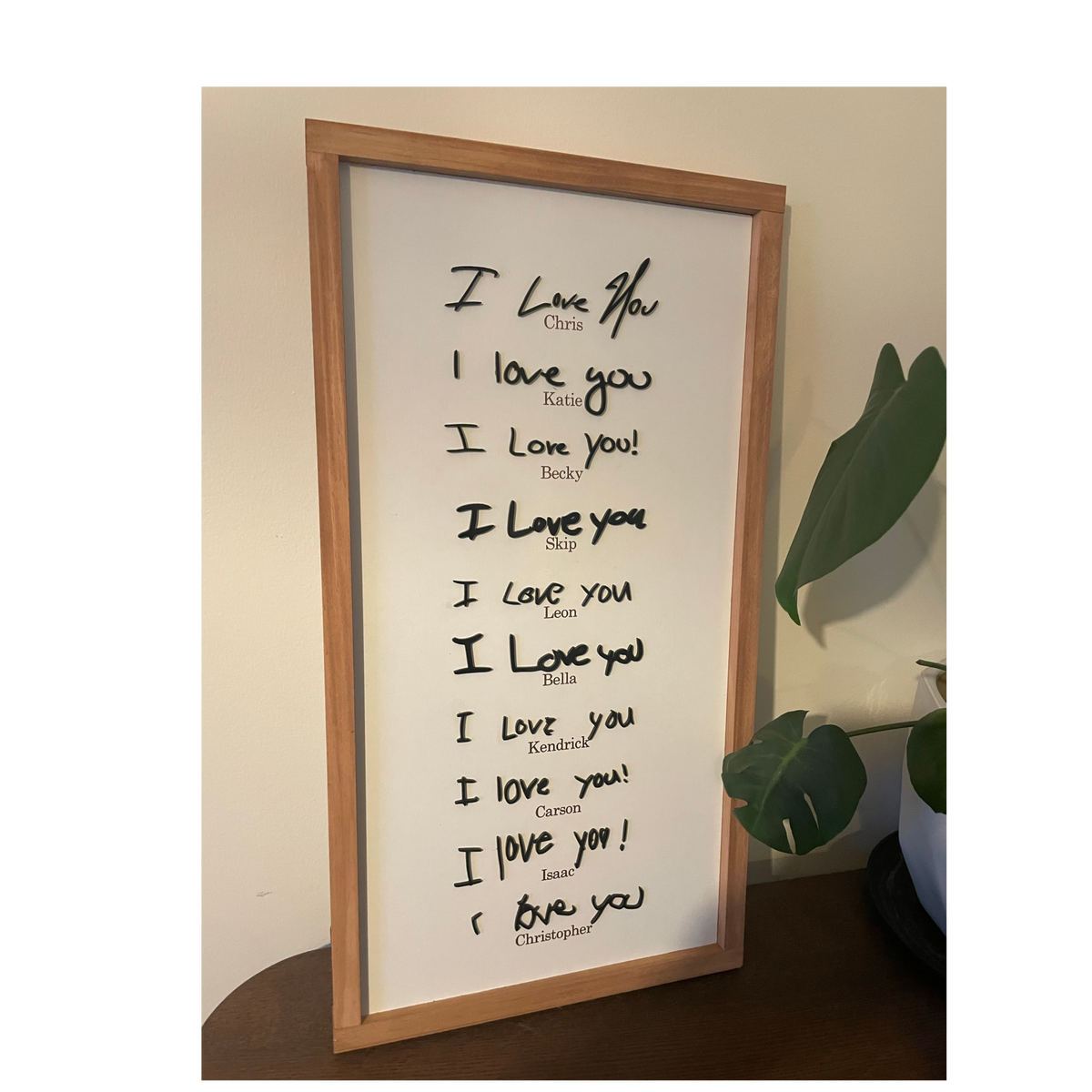 I love you handwritten sign