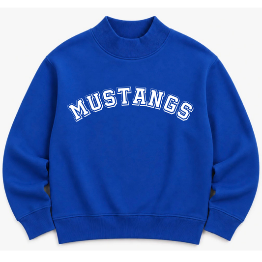 Mustangs Solid Blue Mock Neck- Preorder