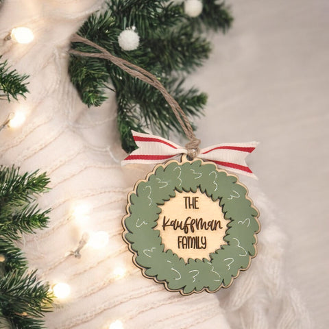 Last Name Wreath Ornament