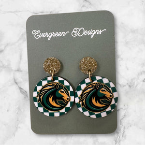 Mustang Logo checkered Dangle Earrings