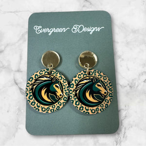 Mustang Logo Leopard Dangle Earrings