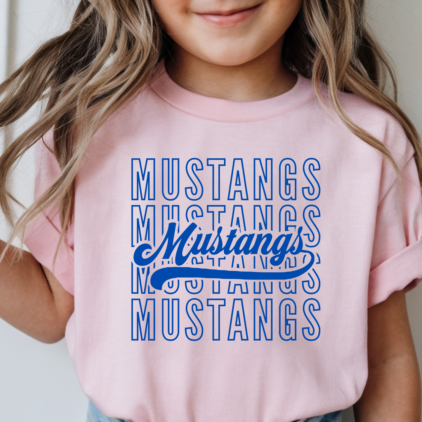 Mustangs Stacked- Pink