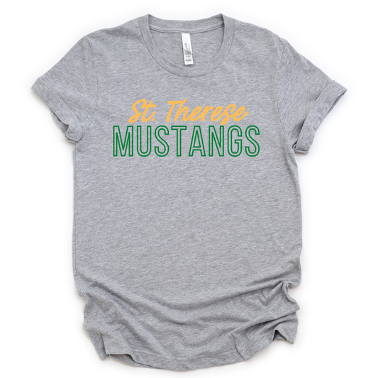 St. Therese Mustangs Green & Gold T-shirt