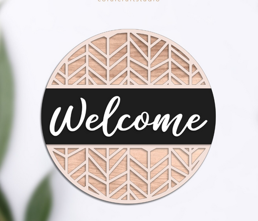 Welcome Herringbone Door Hanger