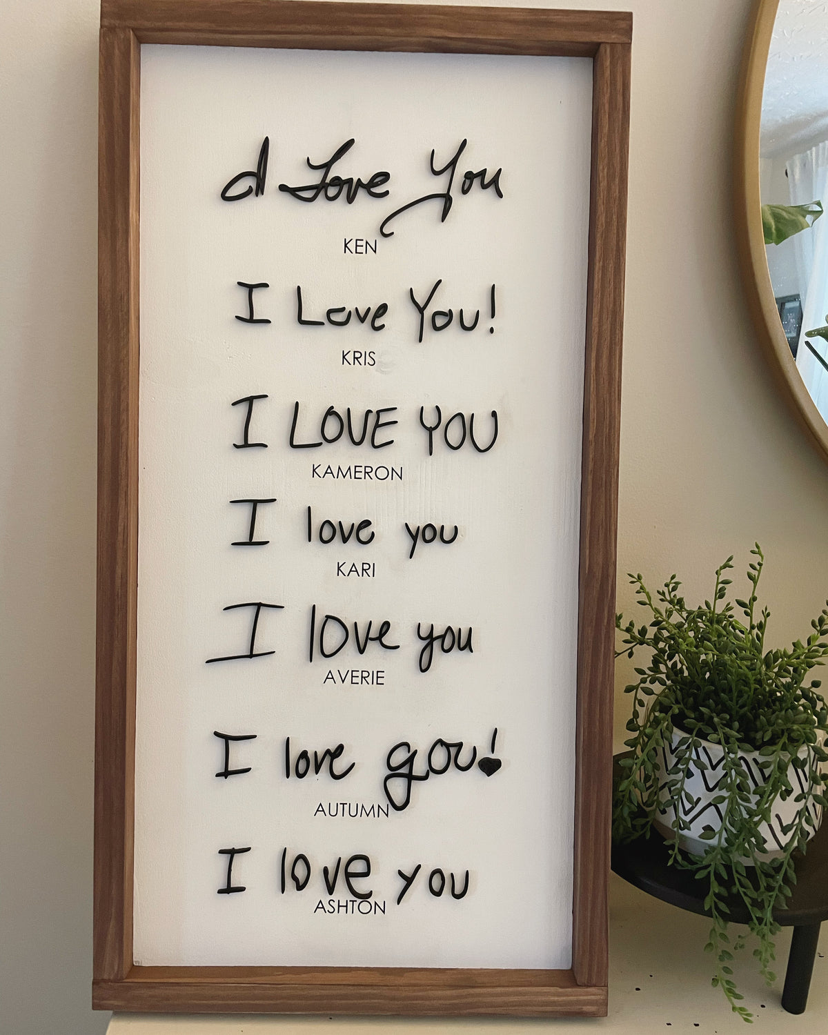 I love you handwritten sign
