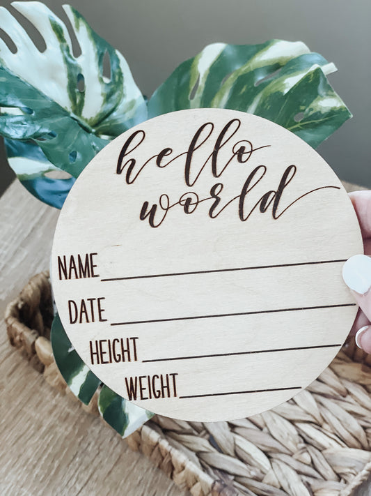 Hello World Baby Stats Circle